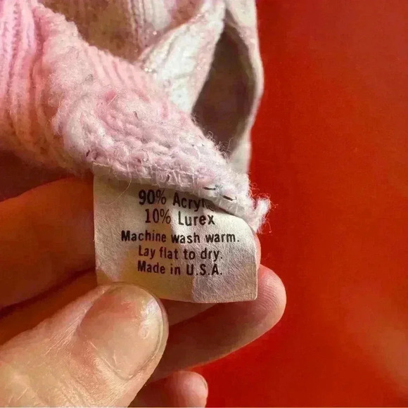 Vintage 80s pastel pink with silver lurex floral pullover sweater - Picture 8 of 8